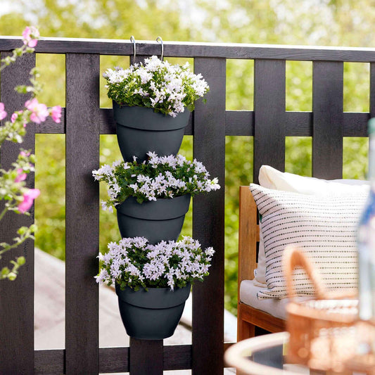 Elho Vertikaler Garten 'Vibia Campana', rund - Pflanzgefäß Outdoor Anthrazit (x3) - Bakker