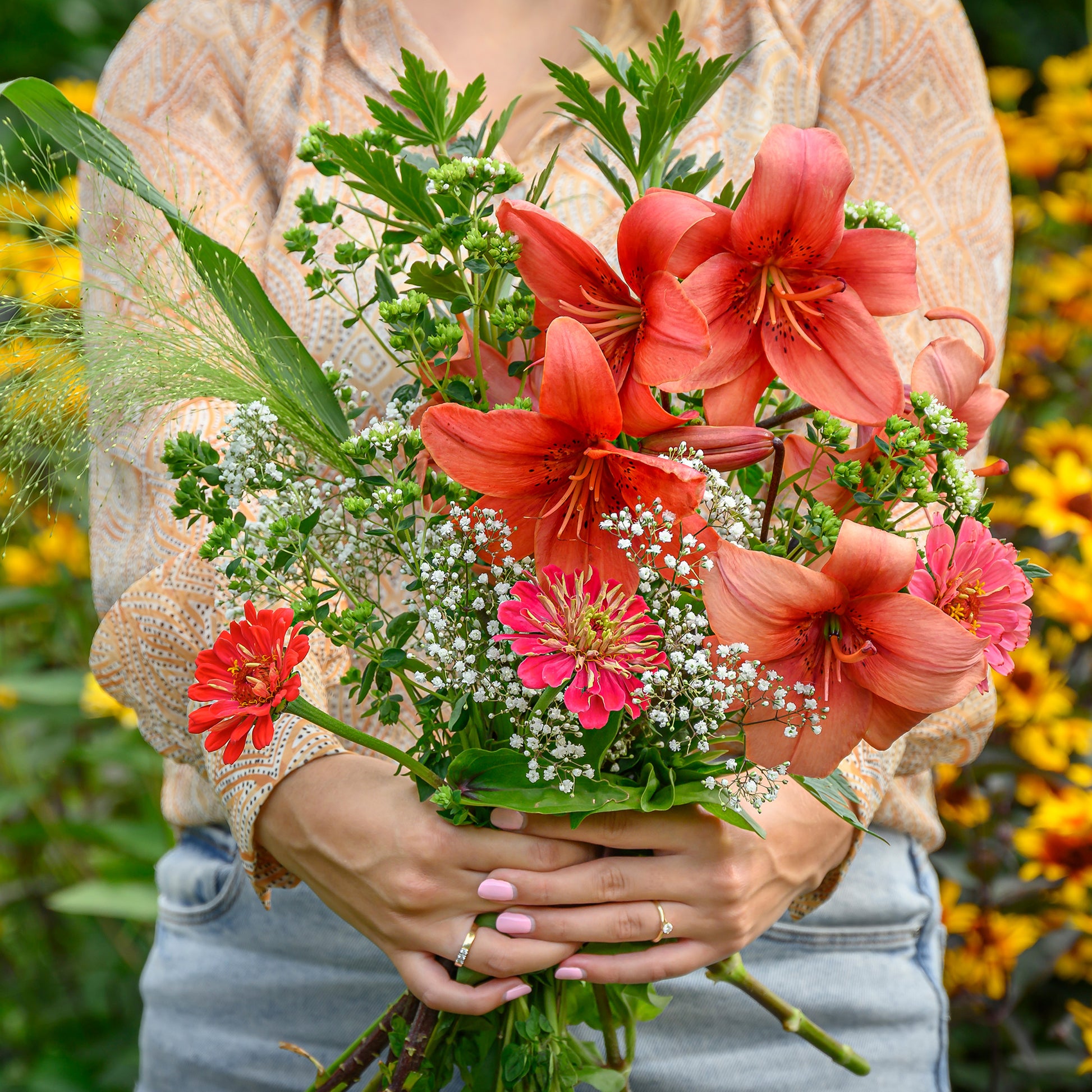 Asiatische Lilien und Blumenmischung - Lilium asiaticum red - Bakker