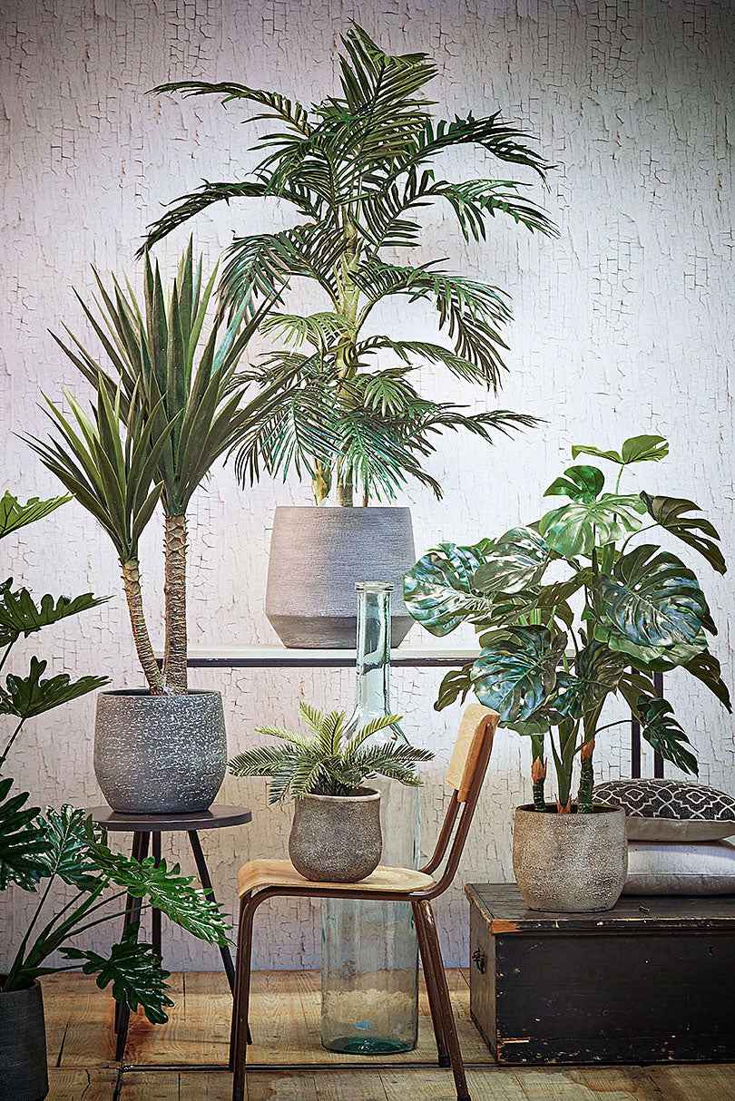 Künstliche Areca-Palme inkl. Runder Ziertopf, Kunststoff - Grüne Kunstpflanzen