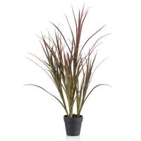 Künstliche Pflanze Ziergras grün-rot inkl. Ziertopf, schwarz - Große Kunstpflanzen