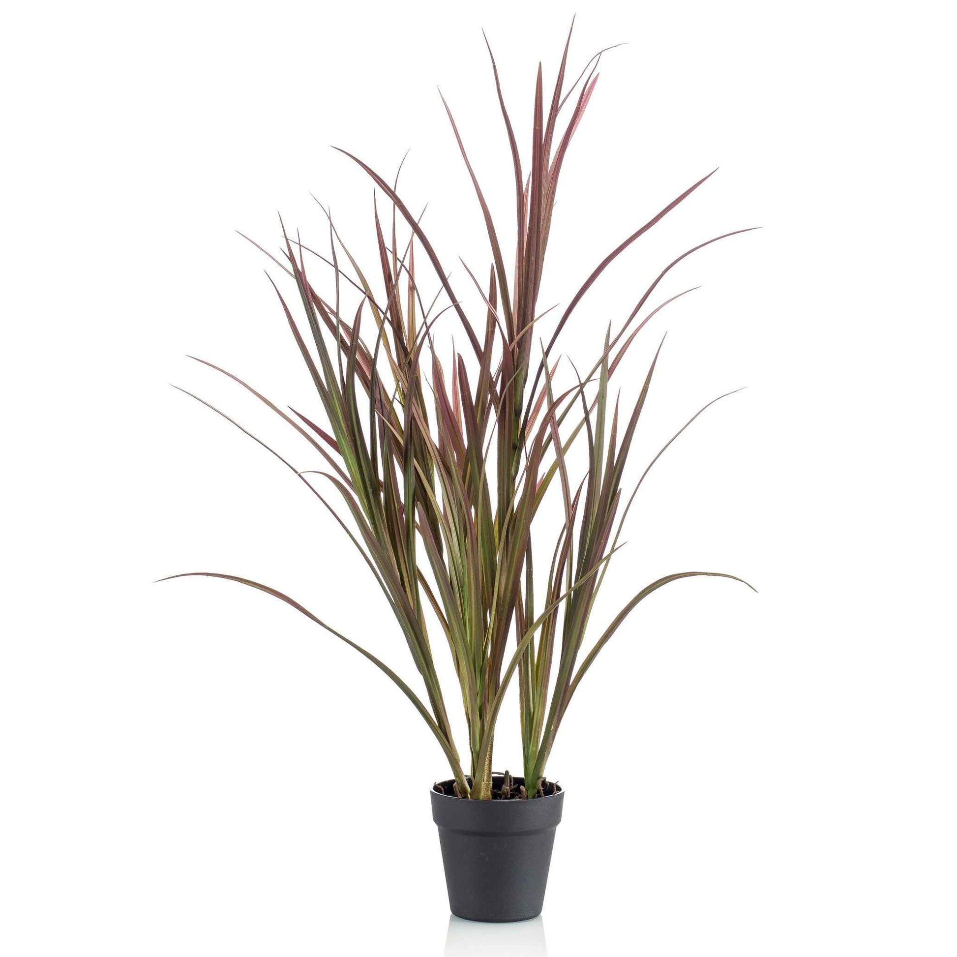 Künstliche Pflanze Ziergras grün-rot inkl. Ziertopf, schwarz - Kunstpflanzen