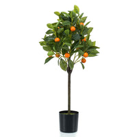 Künstliche Pflanze Orangenbaum Citrus inkl. Ziertopf, schwarz - Große Kunstpflanzen