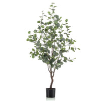 Künstliche Pflanze Eukalyptus inkl. Ziertopf, schwarz - Große Kunstpflanzen