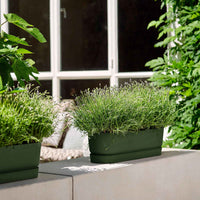 Elho Blumentopf Greenville terrace trough oval grün mit Rädern - Außentopf - Blumentopf Größen
