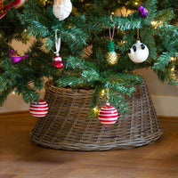 Rattan-Weihnachtsbaumhülse rund grau - Weihnachtsdekoration