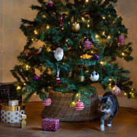Rattan-Weihnachtsbaumhülse rund grau - Weihnachtskollektion