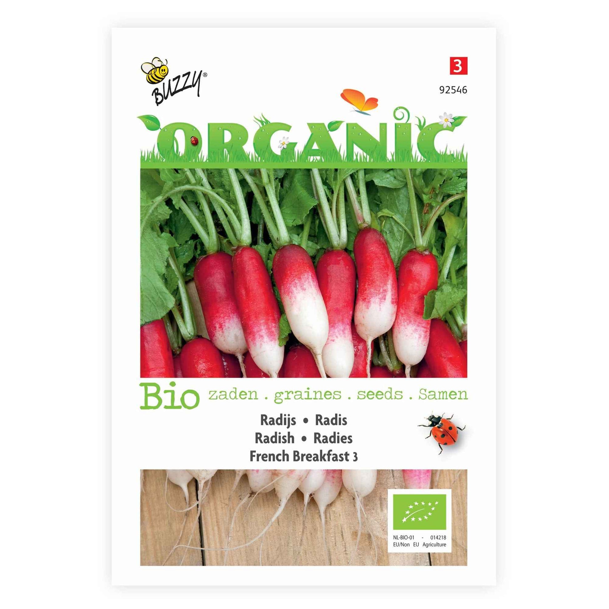 Radieschen Raphanus 'French Breakfast 3' - Biologisch 2 m² - Gemüsesamen - Bio-Gartenpflanzen