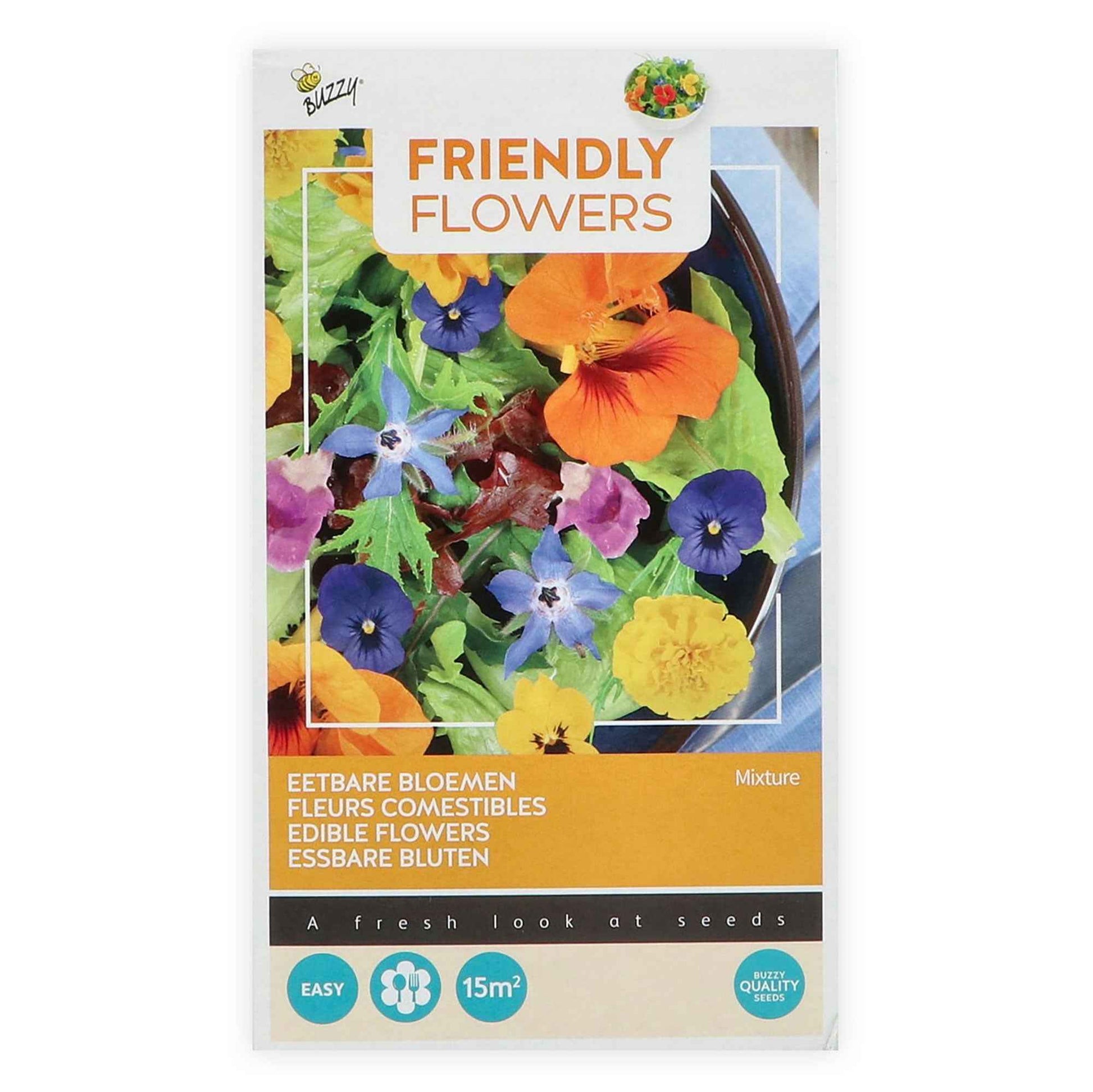 Essbare Blumen - Friendly Flowers Mischung inkl. Granulat - Blumensamen - Blumensamen im Metalltopf