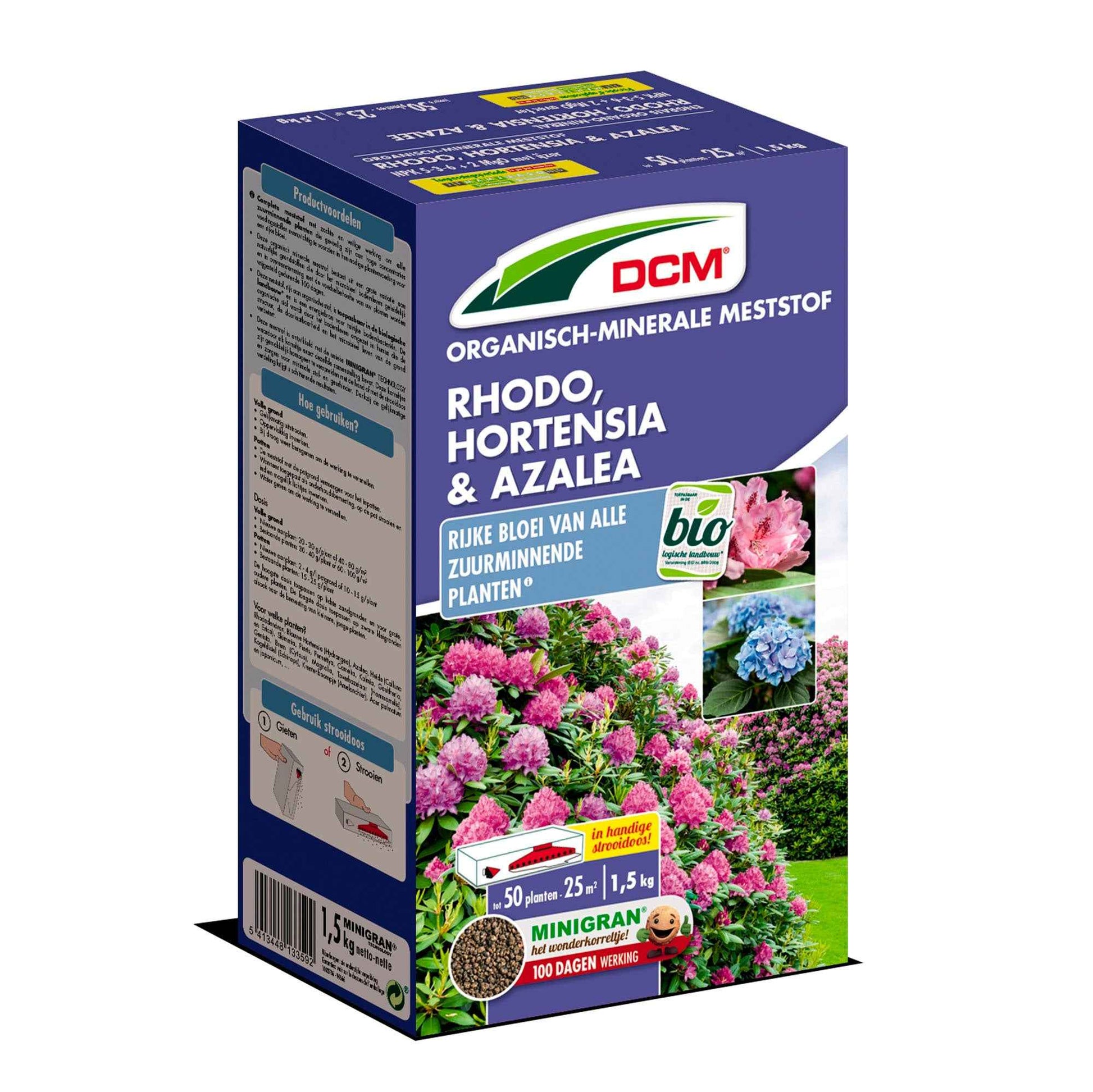Pflanzennahrung für Hortensien, Rhododendron und Azaleen - Biologisch 1,5 kg - DCM - Düngemittel