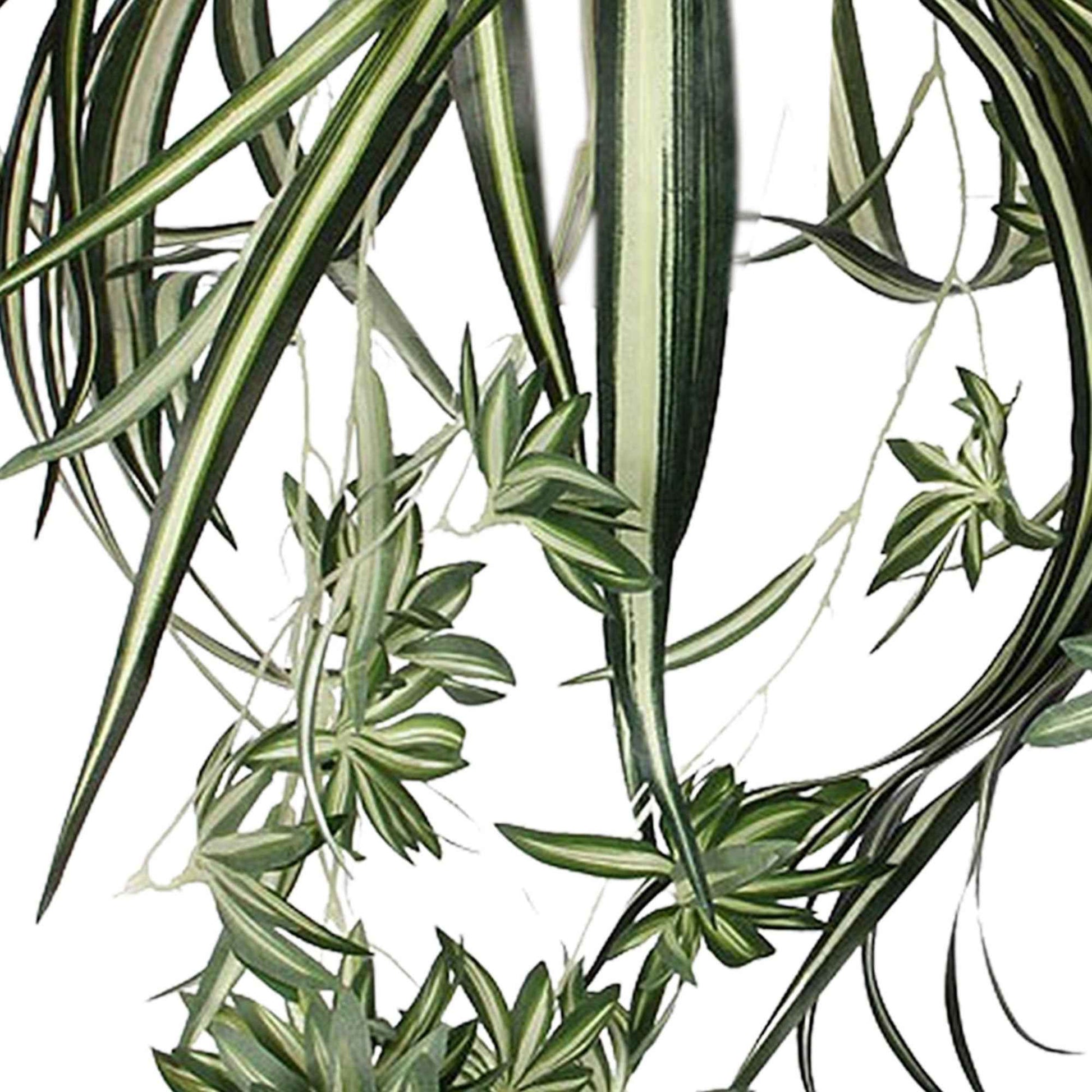 Künstliche Graslilie, hängend und grün inkl. Ziertopf, grün mit Pflanzenhänger - Kunstpflanzen mit Ziertopf