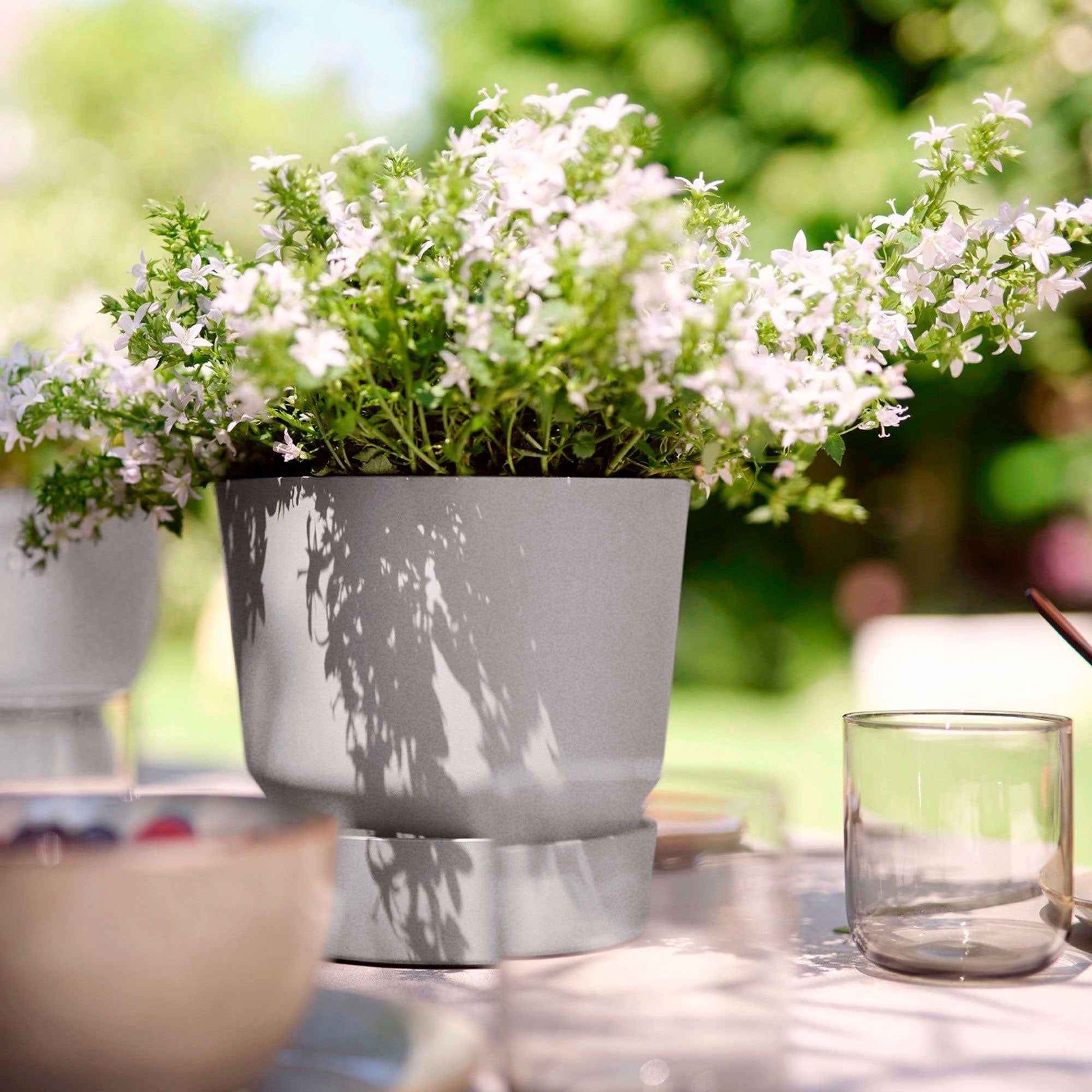 Elho Greenville-Blumentopf, rund, grau – Pflanzgefäß Outdoor - Blumentopf Größen